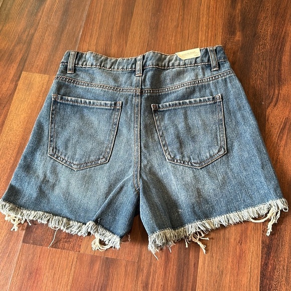 Ban•Jara Super High Rise Loose Fit Distressed 100% Cotton Denim Shorts Size 1/24 - Picture 4 of 9
